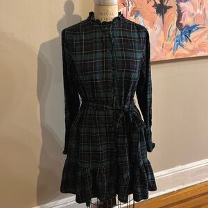 NWOT Plaid Gap Dress Ruffle Detail - large